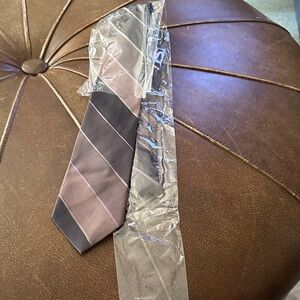 Elegant Chocolate Brown and Mauve Striped Tie